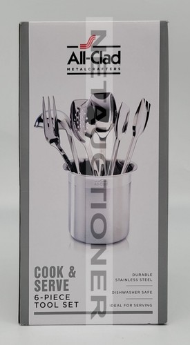 New ALL-CLAD Stainless Steel 6 Piece Cook & Serve Kitchen Utensil Tool Crock Set - Picture 9 of 10