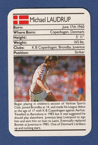 Carte Michael Laudrup Danemark Juventus Mondial 86 - Rookie Card - TBE