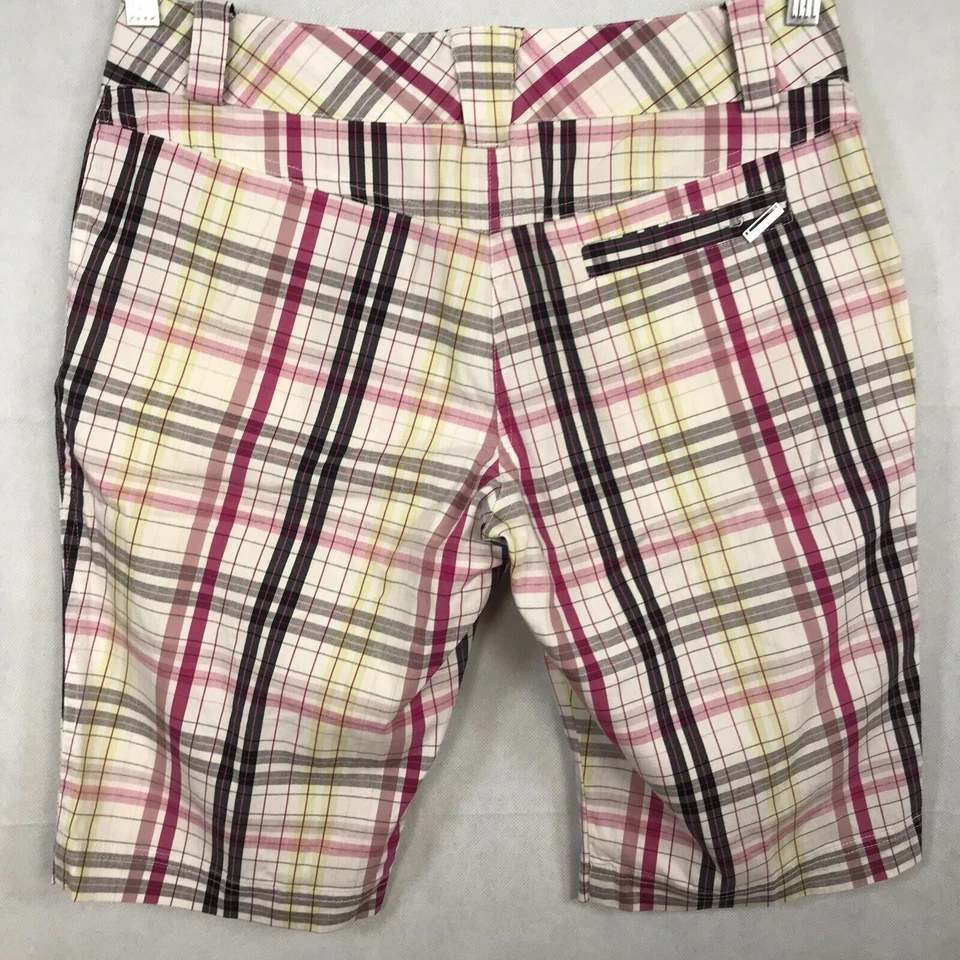 Pantalones Cortos Lija Para Mujer Talla 4 Madras Cuadros Algodón Elástico Clásico Bermudas Golf Foto 3 de 4