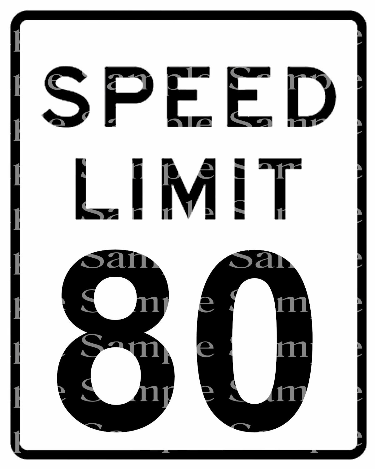Speed Limit 80th Birthday Sign~ Edible 2D Fondant Cake Cupcake Topper ...