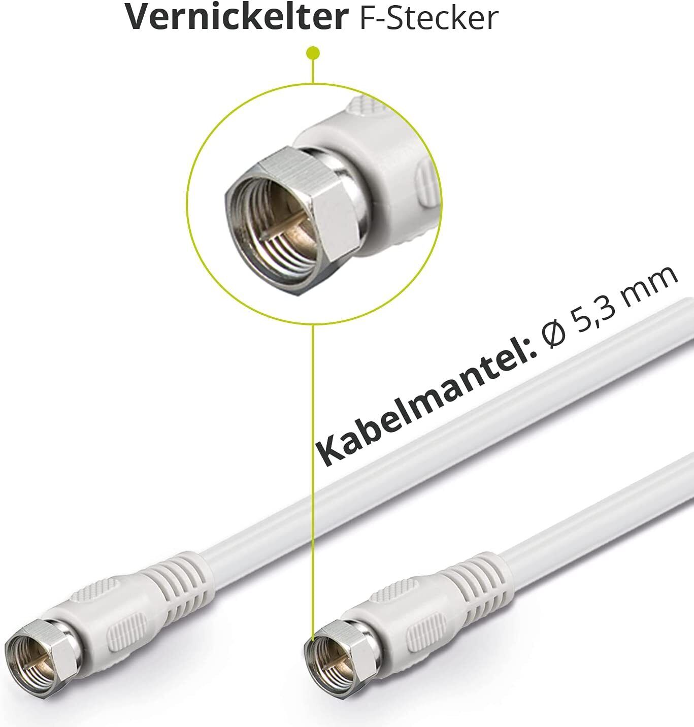 Satellitenkabel SAT Antennenkabel Koaxialkabel 0,3- 2,5m 5m 10m 2fach geschirmt