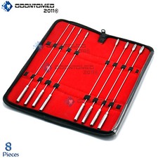 Juego de 8 instrumentos quirúrgicos BAKES Rose Bud Sounds en estuche