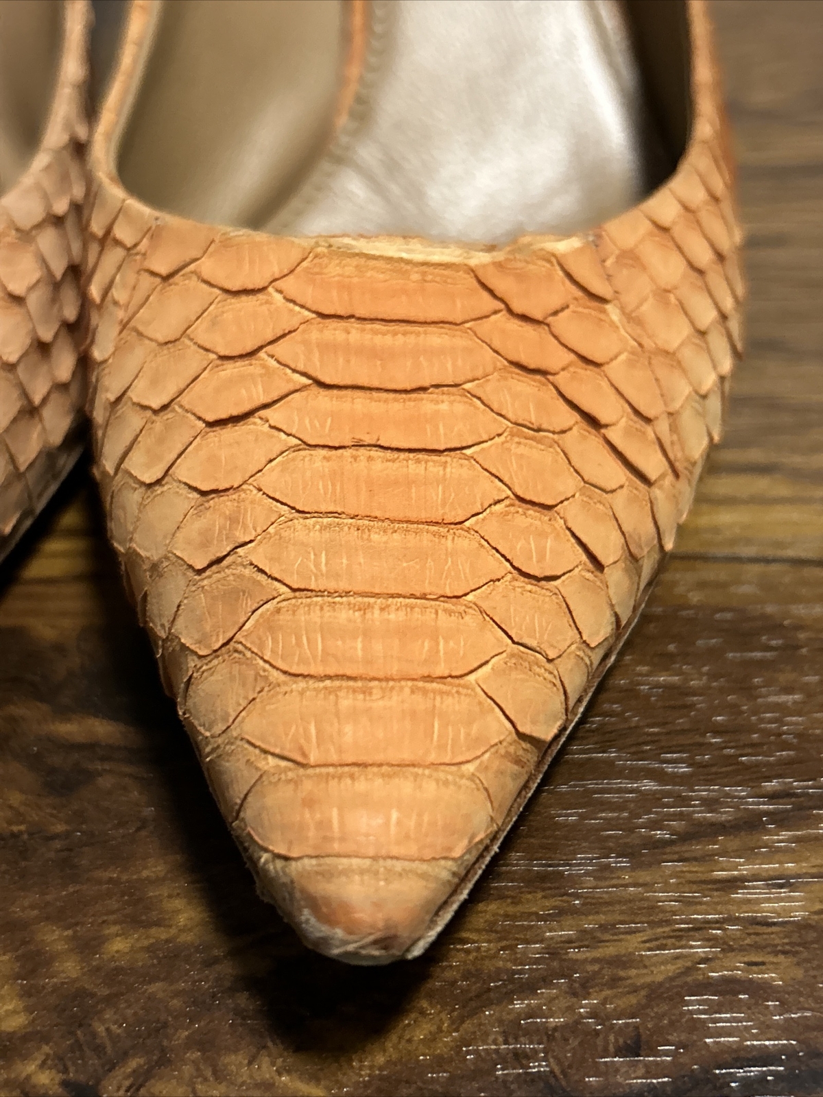 VTG Salvatore Ferragamo Susi Python Pattern Orang… - image 3