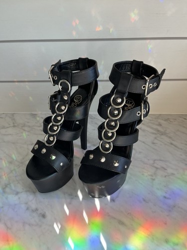 Pleaser Stilettos 7" Heels 8 Studded Stripper Bondage Fantasy Fetish Drag Gothic