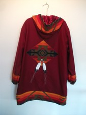 Vintage Inter Tribal Womens Wool Hooded Overcoat Large Near Flawless