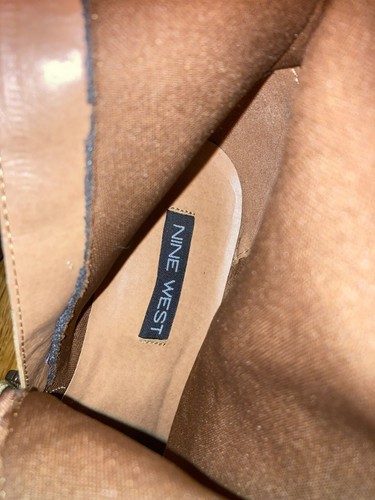 Nine West Womens Tan Faux Leather Wedge Knee-High Boots With Side Zipper Size 9M - Picture 3 of 5