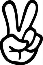 Vinyl Decal for Window - Hand Peace Sign, Various Colors & Sizes