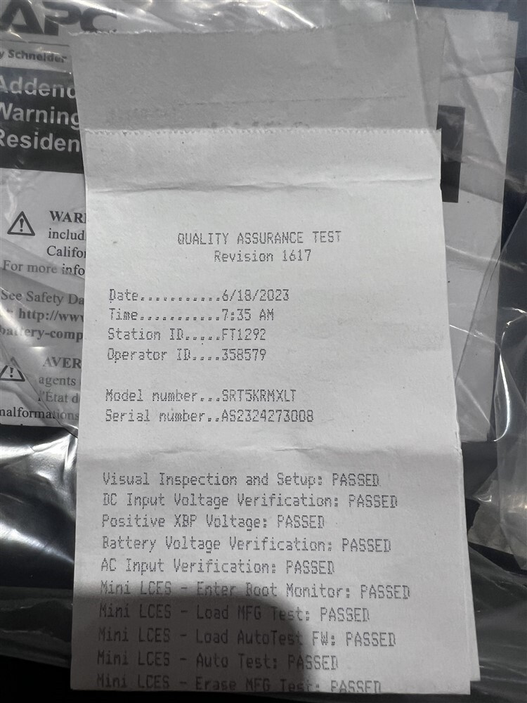 New APC Smart-UPS SRT5KRMXLT 5000VA Battery Backup