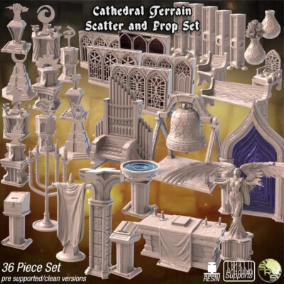 Cathedral Terrain Set   3D Printed Gothic Scenery for 28 32mm Wargames