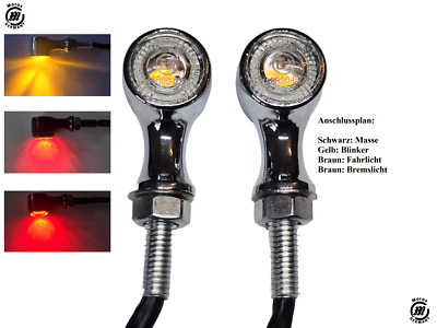 MORAX 3in1 Universal Motorrad LED Blinker Rücklicht Chopper Bobber E-Geprüft CNC