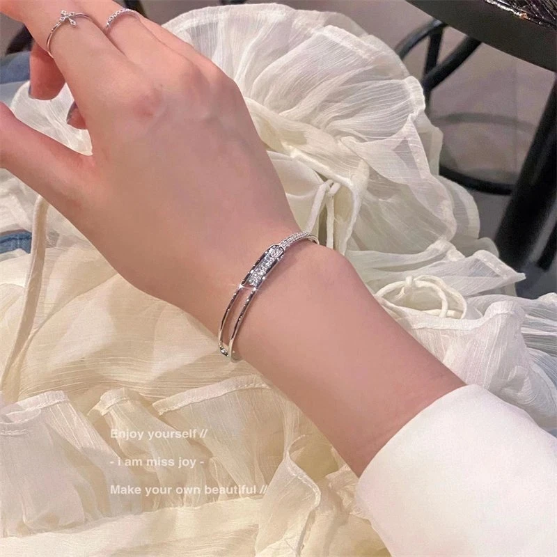 925 Silver Gypsophila Bracelet Adjustable Cuff Bangle Women Party