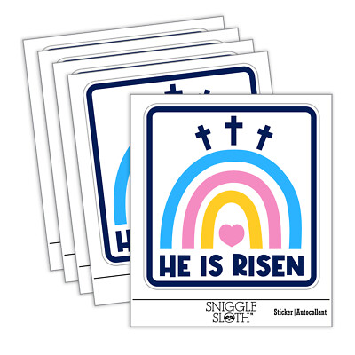 Easter Rainbow He is Risen Three Crosses Laptop Water Bottle Car Sticker 5 Pack