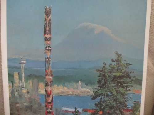 United Airline In-flight Menu - Cover Mt Rainier by Artist Peter Hayward, 1960s - Picture 2 of 4