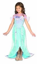 Vestito Sirenetta Per Bambina Con Gonna A Coda Di Sirena E Parrucca Rossa – Costume Principessa Per Halloween, Compleanno, Carnevale, Taglie 2-9 Anni