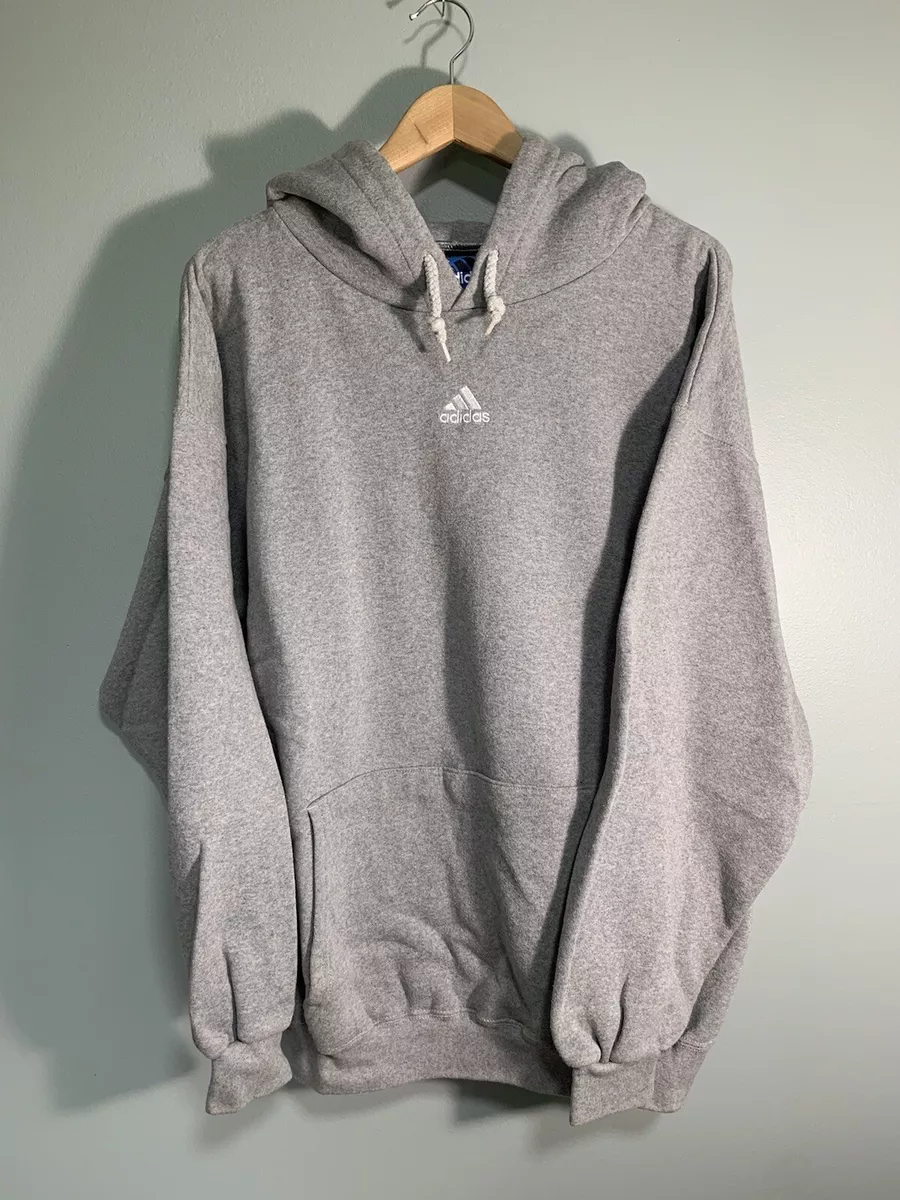 Vintage Adidas Center Mini Logo Hoodie Gray Size XL Excellent Condition