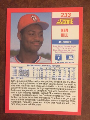 Ken Hill 233 Score 1990 MLB Baseball Trading Card | eBay