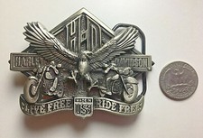 Harley-Davidson Genuine "Live Free - Ride Free" Belt Buckle 1991 H-405 Baron USA