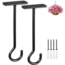 Ceiling Hooks for Hanging Plants 2Pack 6in,Wall Mount Hangers 2 Pack Black