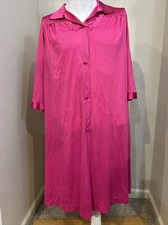 Vanity Fair Sz Small Pink Nylon Satin Nightgown Robe Pocket Vintage USA Made
