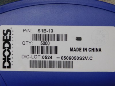 25 Diodes Inc. S1B-13 SMT Glass Passivated Rectifier Diodes 1A 100V SMA Package
