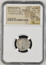 Roman Empire - Septimius Severus - AD 193-211 - Silver Denarius - NGC Ch AU