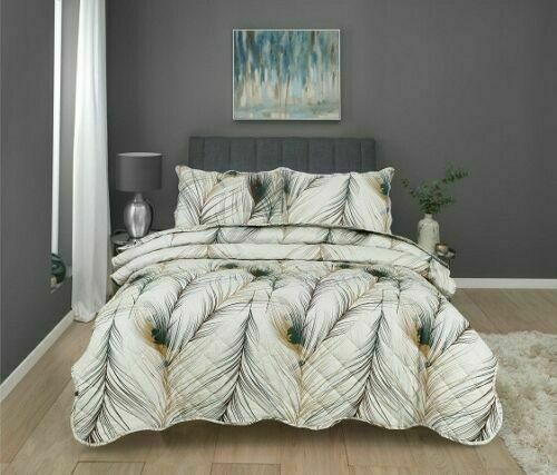 3 PCS QUILTED BEDSPREAD EMBOSSED COMFORTER SET SINGLE DOUBLE KING SIZE BED THROW - Picture 21 of 24