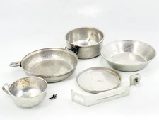 Vintage Aluminum Camping Cookware Bowl Cup Pot Plate Tableware Mess Kit Nesting