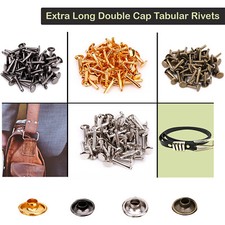 50pcs Long Double Cap Studs Brass Tubular Rivets for DIY Leathercrafts Clothing
