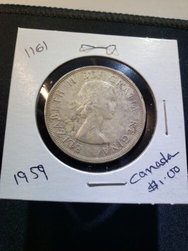 STK 1161 1959 Canada 1 Dollar Beautifully Rainbow Toned Coin , shipping Discount - Afbeelding 1 van 4