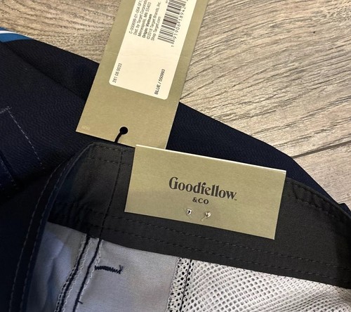 Short homme Goodfellow & Co. tableau bleu 4 voies entrejambe extensible 10 pouces taille 60 neuf avec étiquettes - Photo 5/7