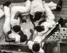 1944 U.S. NAVY MEN Black Negro Sailors Play Gambling Card Game WWII Ship Photo