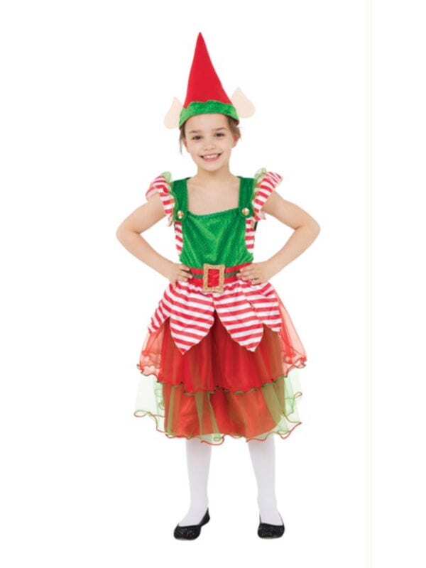 Childs Elf Girl Christmas Fancy Dress Costume Age 9-11 Years