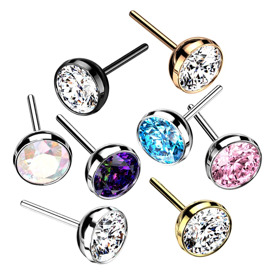 1,0mm Titan Stecksystem Labret Kristall Lippen Ohr Nasen Helix Piercing push in - Bild 2 von 4