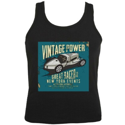 Tank Top VINTAGE POWER GREAT RACER NEW YORK EVENTS ROAD CLASSICS HOT ROD V8 US