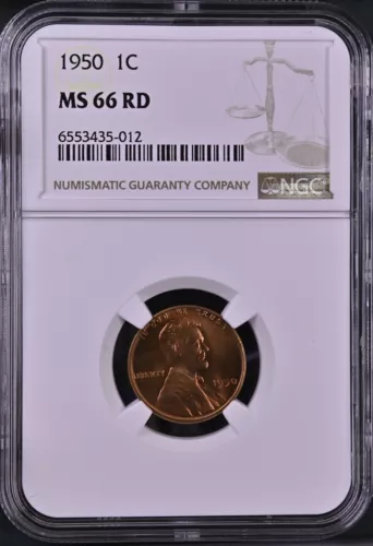 1950  1C RD Lincoln Wheat One Cent NGC MS66RD   6553435-012