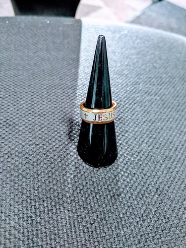 Jesus Cross New Two Toned 8mm Embossed Ring