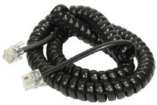 Telephone Cable BT Phone Handset Coiled Cord Spiral Wire 2M BLACK RJ10 