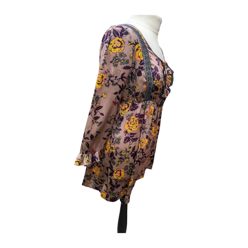 Odd Molly 100% Silk Boho Tunic Size 2 Medium (UK12-14) Floral / Lace Top Tunic   — 第 3/4 张图片