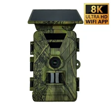 8K Solar Hunting Trail Camera WiFi Bluetooth 128GB App Control 5200mAh IR