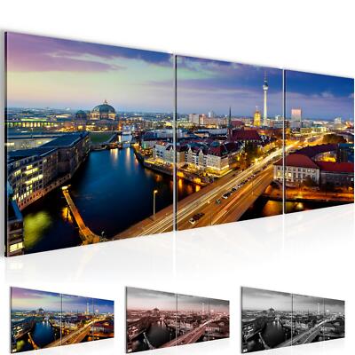 Wandbilder Set Berlin Moderne Bilder XXL Wohnzimmer  Skyline
