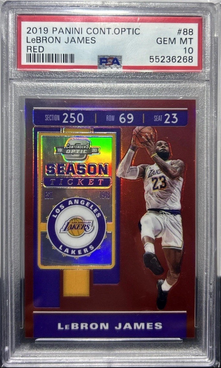 2019-20 Contenders Optic LeBron James Red Season Ticket SP #88 Lakers PSA 10