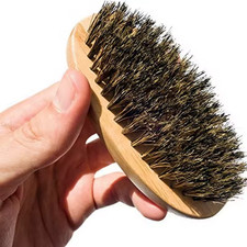 Men  s Boar Hair Beard Brush   Soft Bristle Mustache Grooming Wooden Handle