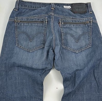 Y2K Levi s 514 Slim Straight Jeans Men Fits 31x34 Blue Denim Zipper Back Pockets