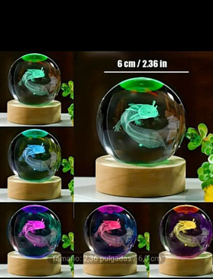 AXOLOTL Crystal Led Lamp remote change light colors woden base FREE SHIPPING