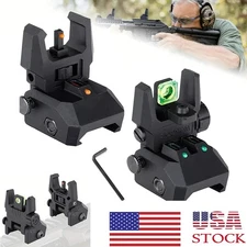 Tactical Folding Back Up Iron Sight Flip Up Sights Front & Rear Picatinny Rail