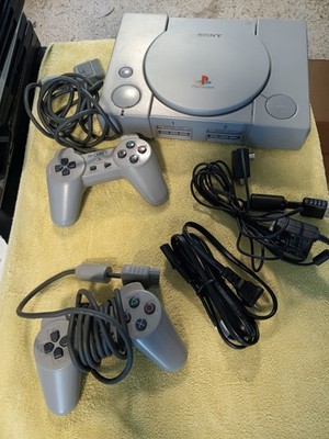 Sony PlayStation 1 Gray Console with Controllers & RF Adapter for Home Gaming