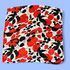 Vintage Modern pure Silk Scarf Featuring A Red  black Poppy Floral Print 20x20