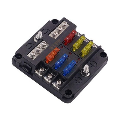 WUPP 12 Volt Fuse Block, Waterproof Boat Fuse Panel with LED Warning Indicato...