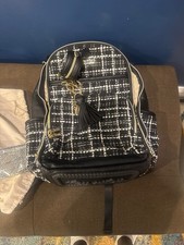 Itzy Ritzy Black White Plaid Backpack Diaper Bag w/ Inner Outer Pockets