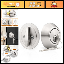 Keyed Cylinder Deadbolt Single Side, Brushed Nickel, Anti-Theft Door Lock, 3 Key